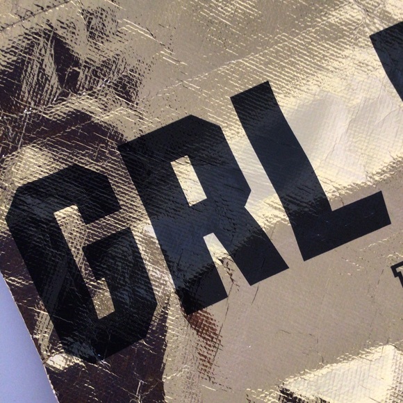 RARE VICTORIAS SECRET PINK METALLIC GOLD REUSABLE TOTE - Picture 6 of 8